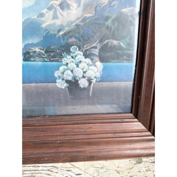Vintage R Atkinson Fox Framed Lithograph Classical Woman Mountain Lake Wall Art